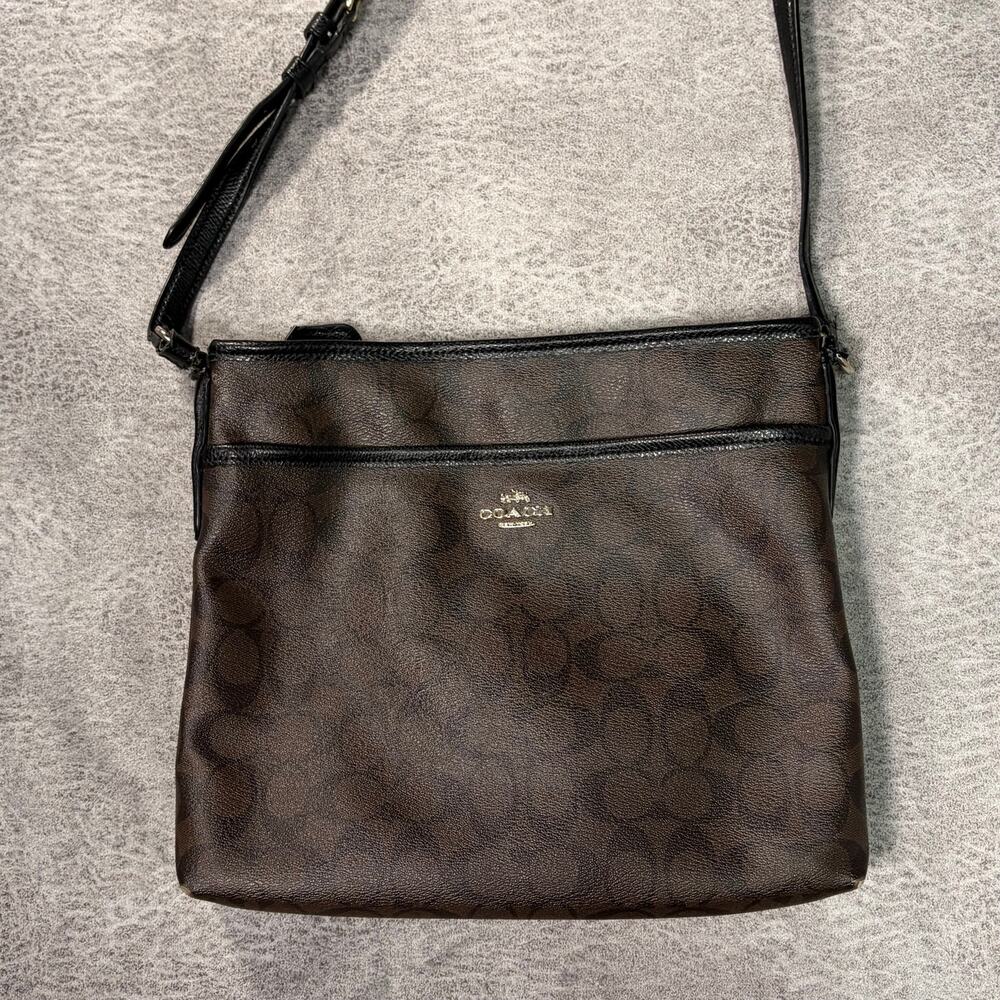 Coach Signature Brown File Crossbody Bag